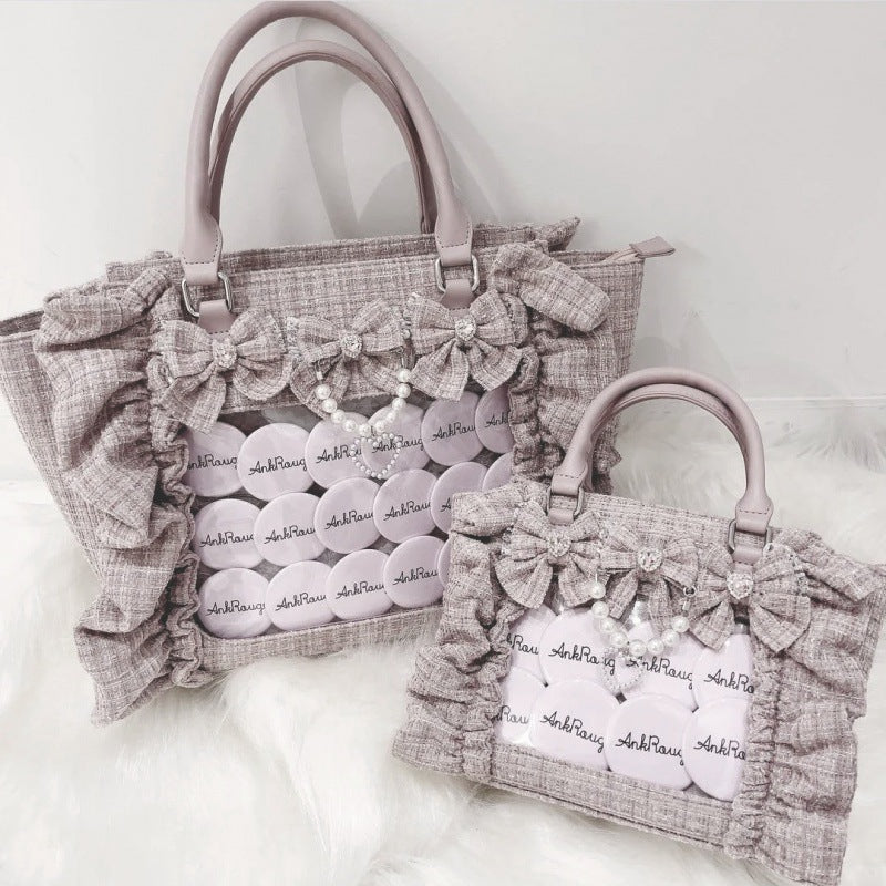 Ruffled Chanel-Style Crossbody Bag with Badge Detail