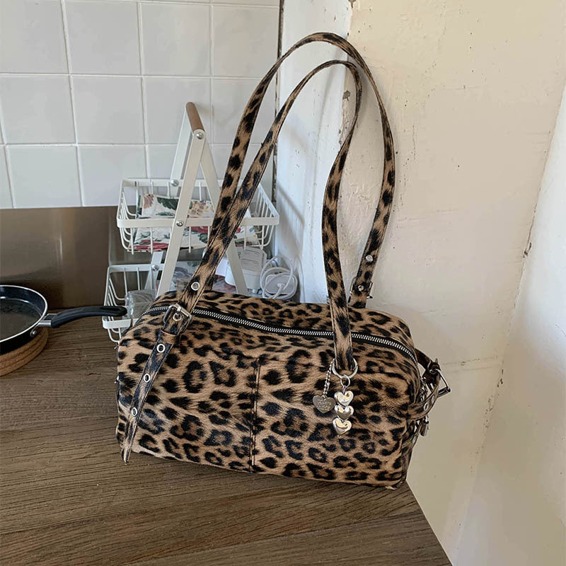 Kissyra Coco Leopard Print Large Capacity Crossbody Tote Bag