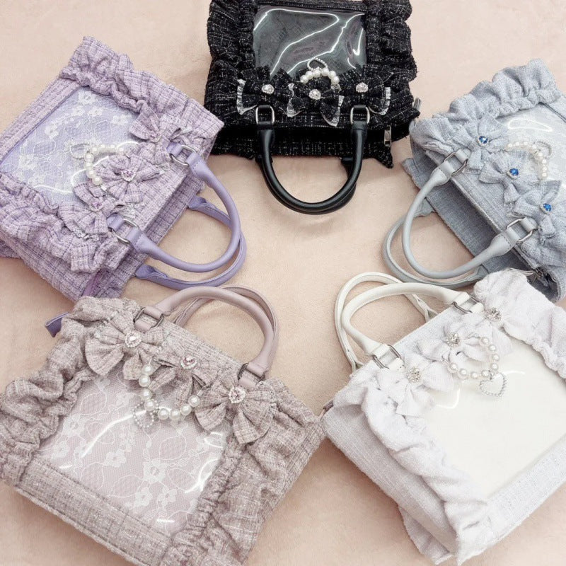 Ruffled Chanel-Style Crossbody Bag with Badge Detail