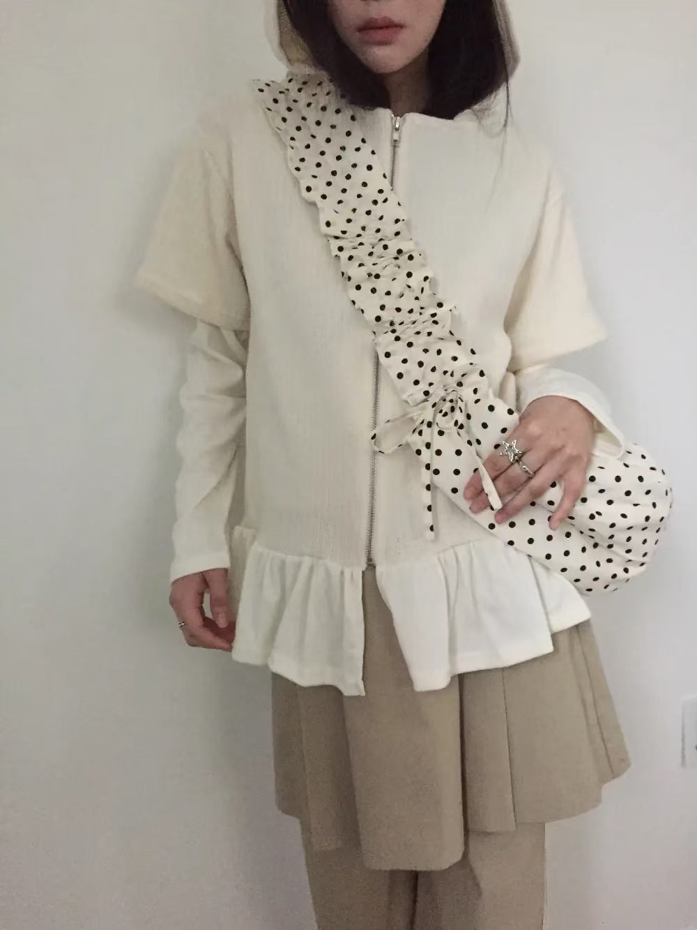 Dotty black&white polka crossbody bag – perfect for daily commuter