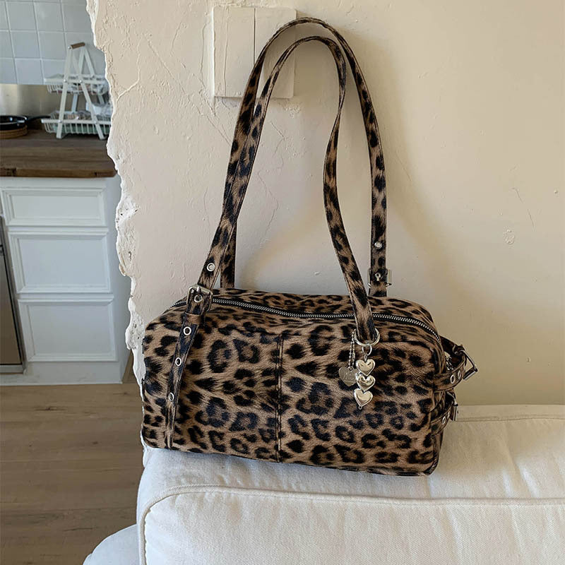 Kissyra Coco Leopard Print Large Capacity Crossbody Tote Bag