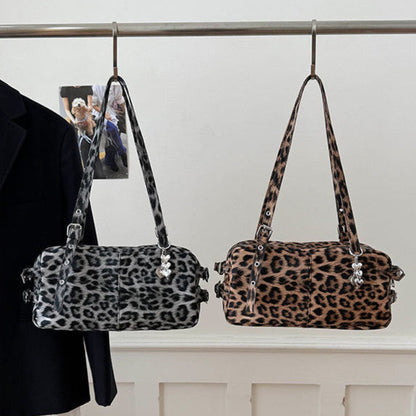 Kissyra Coco Leopard Print Large Capacity Crossbody Tote Bag