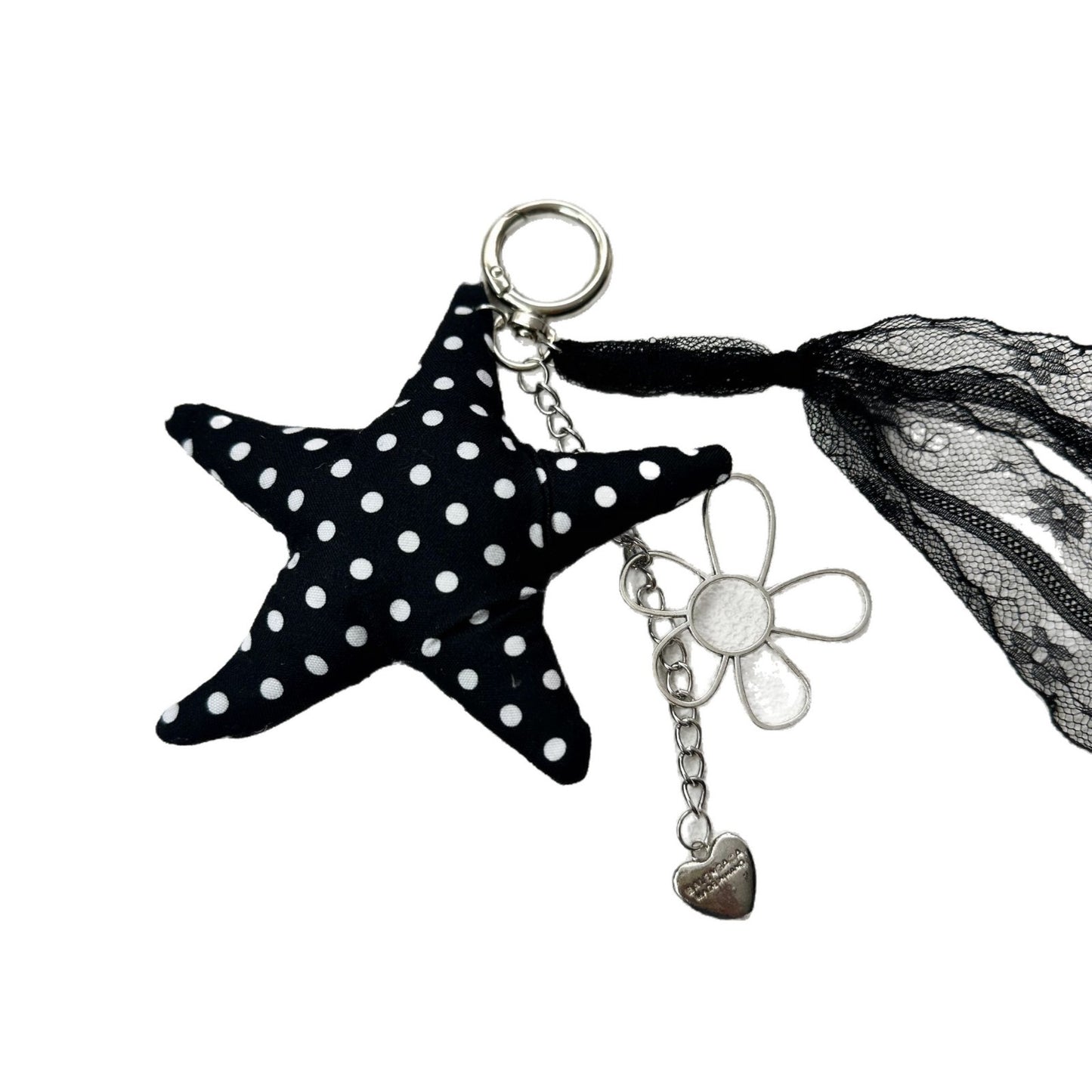 Vintage Canvas Bag Charm with Five-Pointed Star.Add a touch of retro charm to your everyday carry with this stylish fabric bag accessory