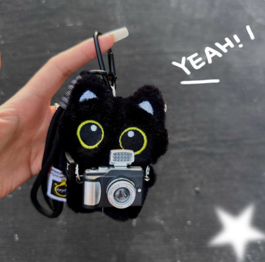 Cute Black Cat Bag Charm & Keychain Accessory Add a touch of charm to your backpack or handbag