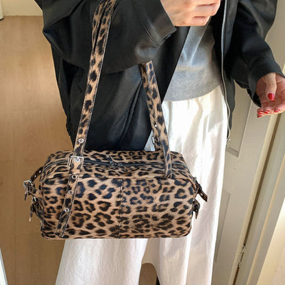Kissyra Coco Leopard Print Large Capacity Crossbody Tote Bag