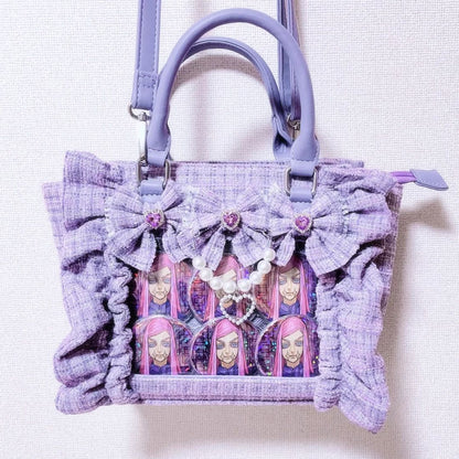 Ruffled Chanel-Style Crossbody Bag with Badge Detail