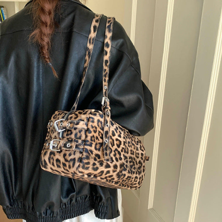 Kissyra Coco Leopard Print Large Capacity Crossbody Tote Bag