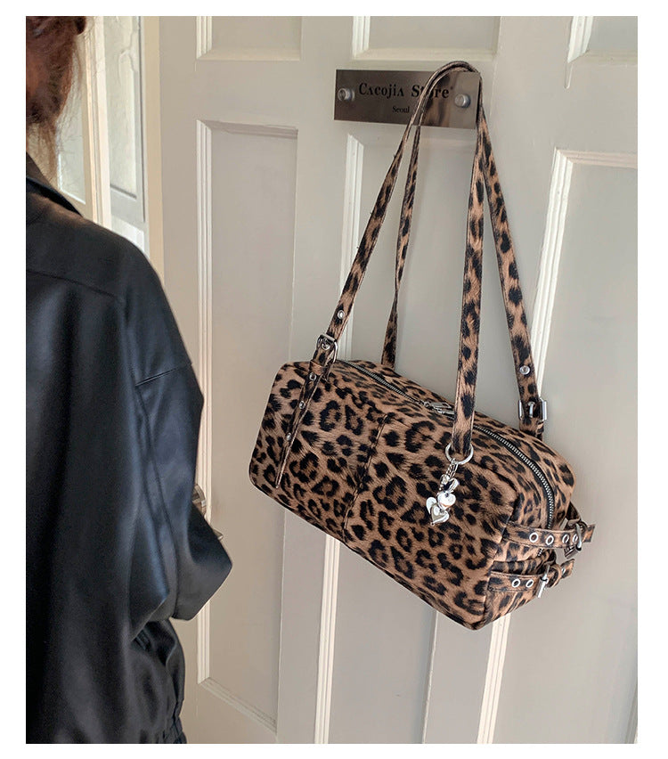 Kissyra Coco Leopard Print Large Capacity Crossbody Tote Bag