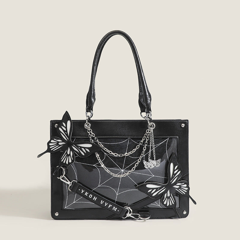Maze Dark Style Black&Red/ Black&White/Silver&Pink Butterfly Tote Bag