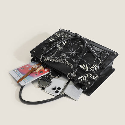 Maze Dark Style Black&Red/ Black&White/Silver&Pink Butterfly Tote Bag