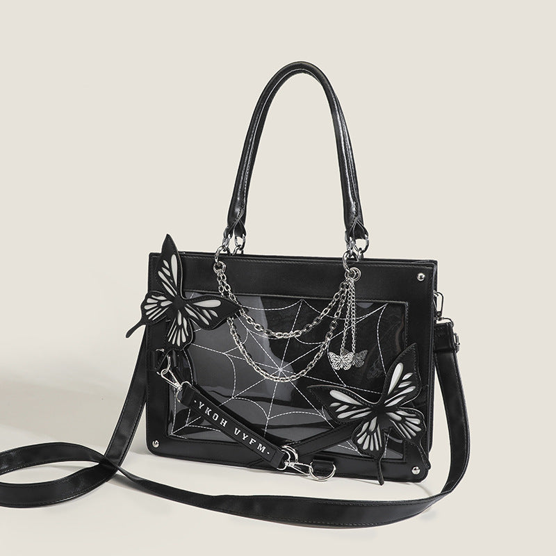 Maze Dark Style Black&Red/ Black&White/Silver&Pink Butterfly Tote Bag