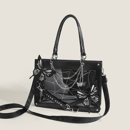 Maze Dark Style Black&Red/ Black&White/Silver&Pink Butterfly Tote Bag