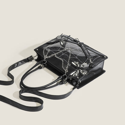 Maze Dark Style Black&Red/ Black&White/Silver&Pink Butterfly Tote Bag