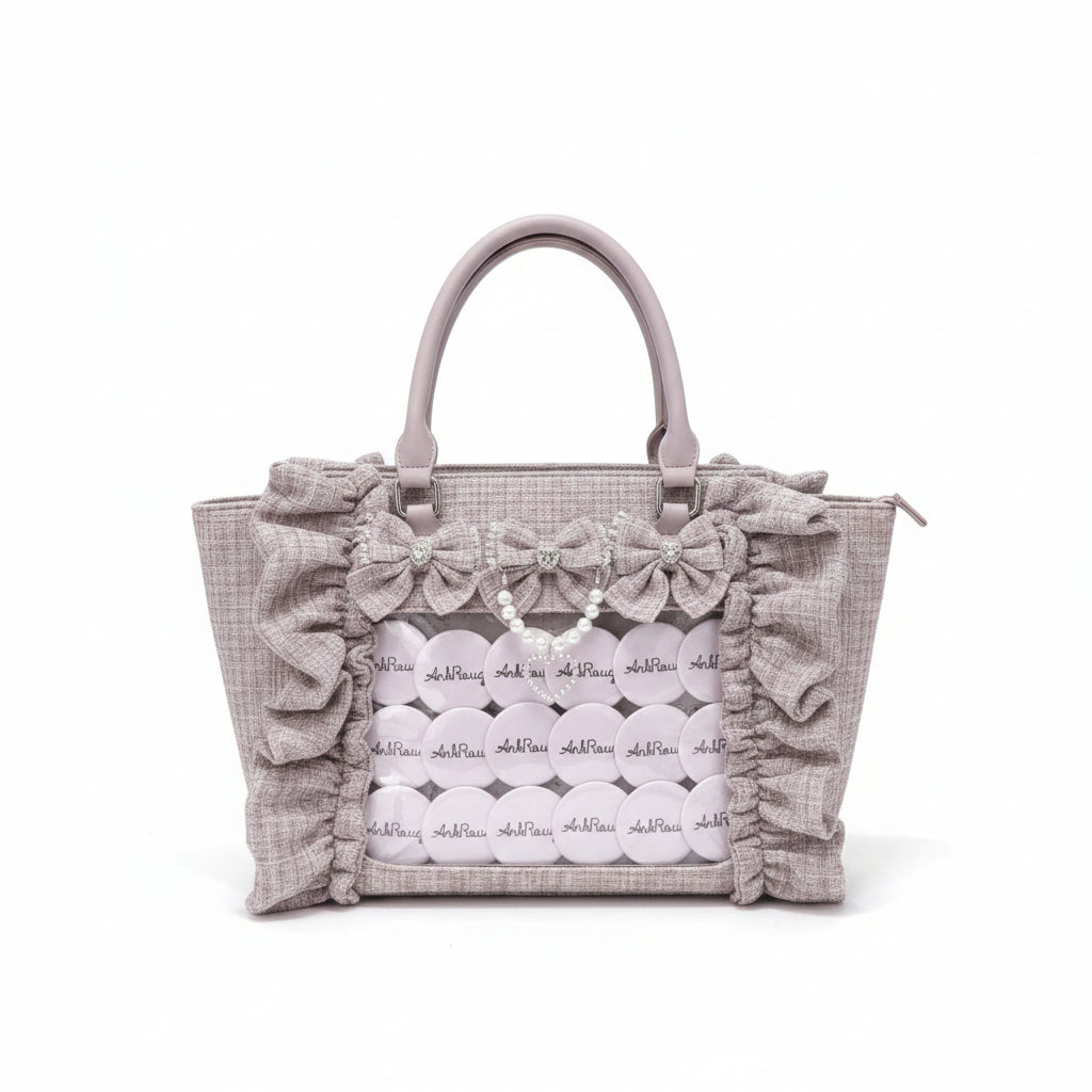 Ruffled Chanel-Style Crossbody Bag with Badge Detail