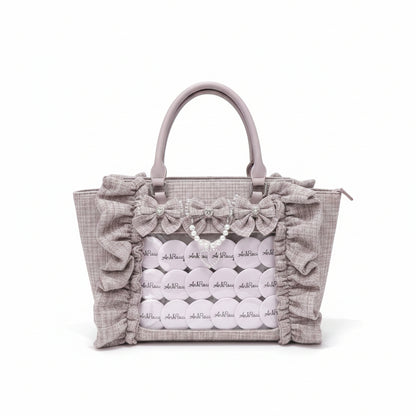 Ruffled Chanel-Style Crossbody Bag with Badge Detail
