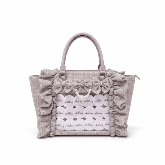 Ruffled Chanel-Style Crossbody Bag with Badge Detail