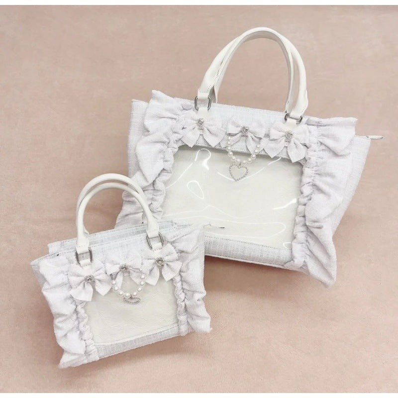 Ruffled Chanel-Style Crossbody Bag with Badge Detail