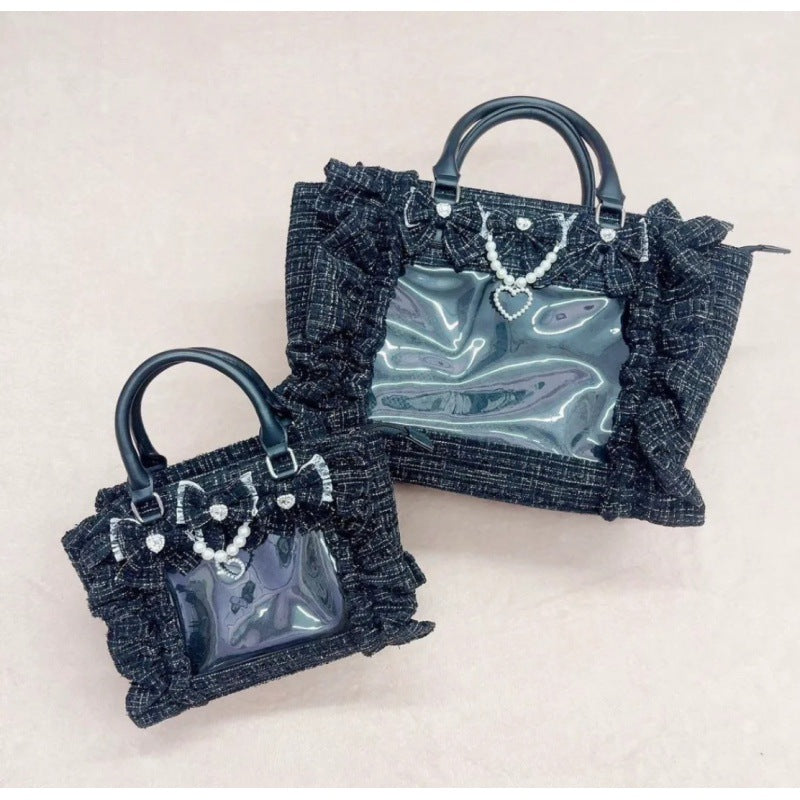 Ruffled Chanel-Style Crossbody Bag with Badge Detail